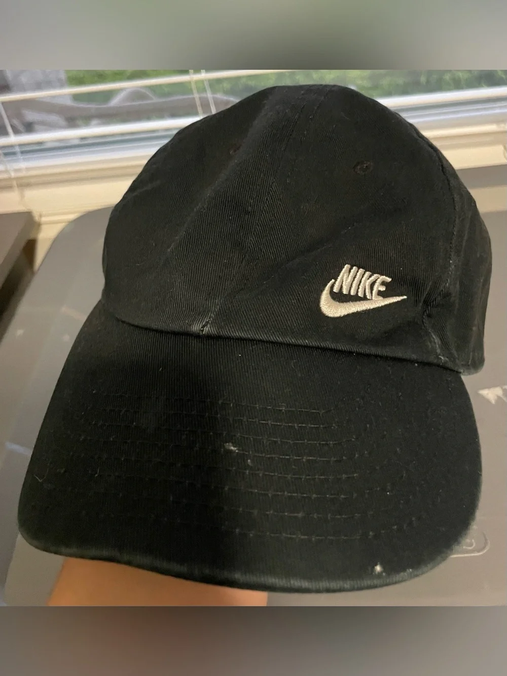 Nike Black Baseball Cap with White Swoosh Embroidered Logo